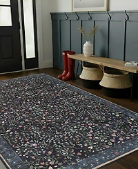 Hunter Eleanor Washable Non-Slip Printed Chenille Accent Rug