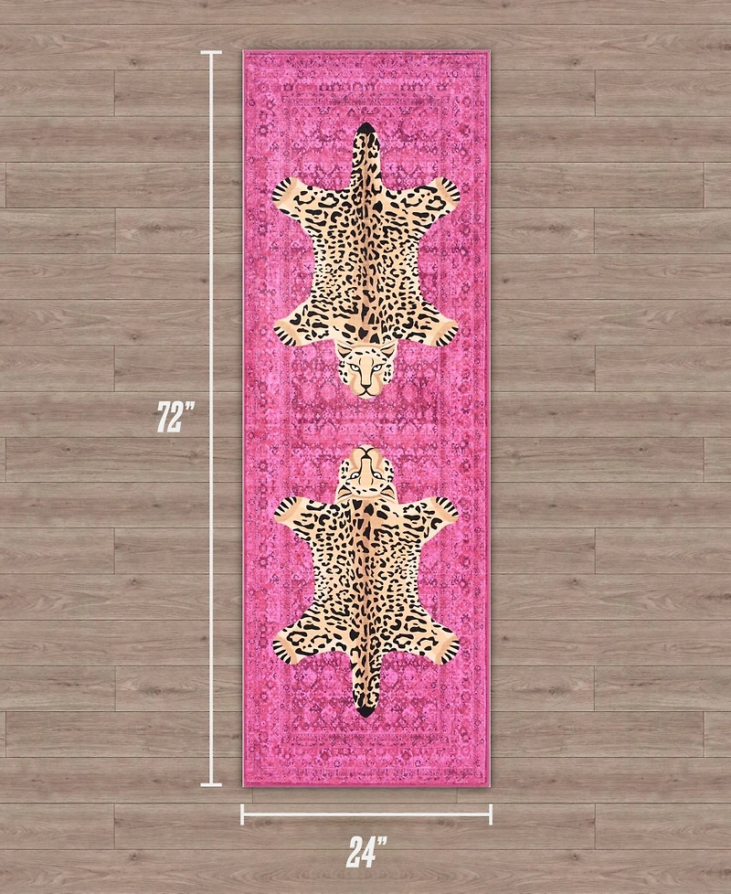Juicy Couture Leopard Medallion Finely Soft Washable Runner Rug, 24" x 72"