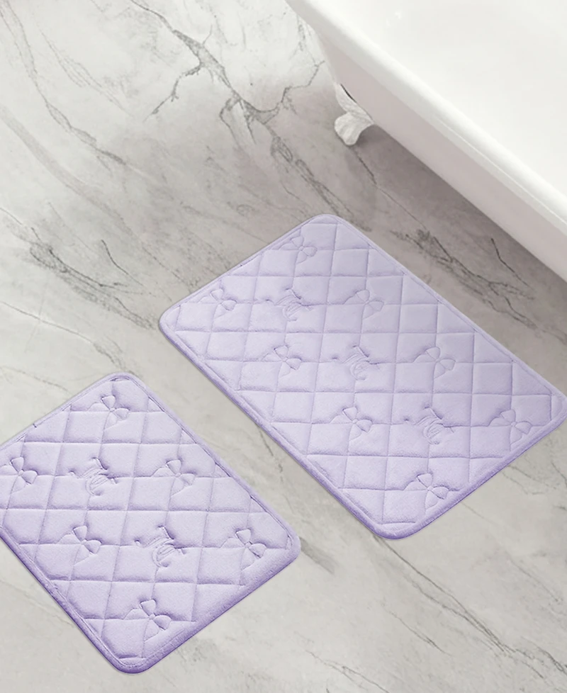 Juicy Couture Bow Lattice Orchid Quilted Memory Foam 2-Pc. Bath Mat