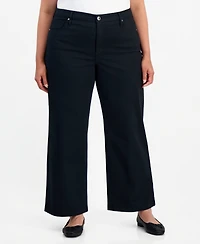 Style & Co Plus High-Rise Wide-Leg 5-Pocket Twill Pants, Macy's Exclusive