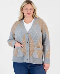 Style & Co Plus Argyle Cardigan, Macy's Exclusive