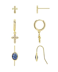 Unwritten Cubic Zirconia Cross Pendant Earring Trio Set