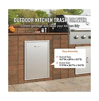 Sugift Pull Out Trash Drawer 19.7W x 26.5H in Outdoor Kitchen Stainless Steel