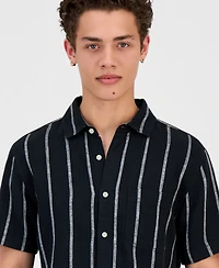 Sun + Stone Men's Striped Linen & Cotton Short-Sleeve Shirt, Macy's Exclusive