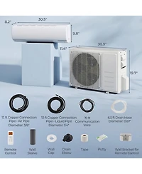 Vebreda 11500 Btu 208 230V Mini Split Air Conditioner and Heater Pump System