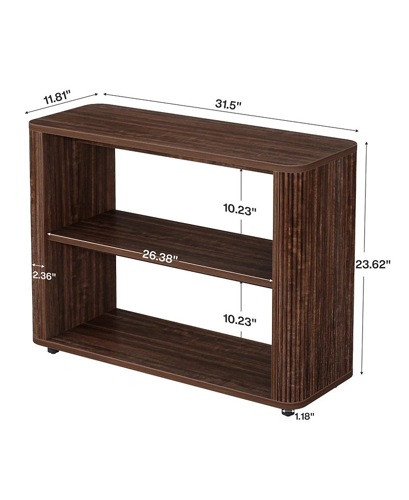 Tribesigns Narrow Side Table Set of 2, 3-Tier End for Living Room, Small Fluted Nightstand, Farmhouse Bedside