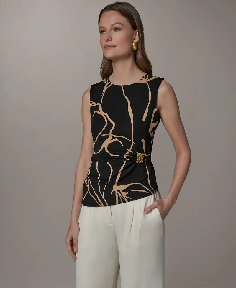 Donna Karan New York Women's Crewneck Asymmetrical Hem Top