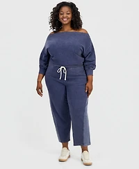 And Now This Trendy Plus French Terry Barrel-Leg Pants