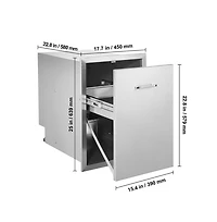 Sugift Pull Out Trash Drawer 17.7 x 22.8 in Raised Style Bin with Tray