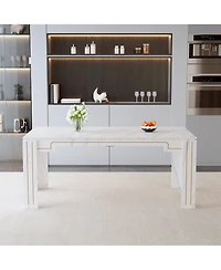 Rainsken 71 x 31.5 inch Mdf Spliced Tabletop Dining Table, Multi-Functional Table Suitable for 6-8 people, for Dining Rooms, Living Rooms