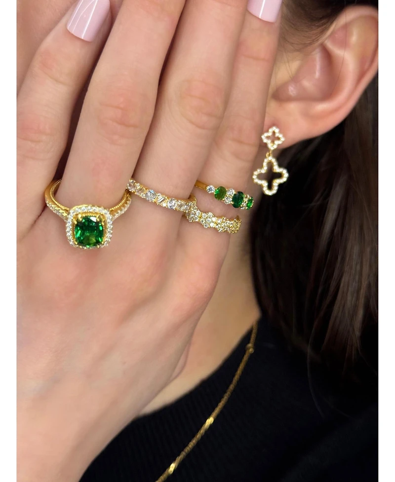 Suzy Levian Sterling Silver Cubic Zirconia Floral Eternity Band Ring