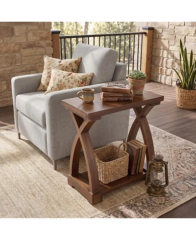 Tribesigns Solid Wood End Table, Small Side Table with Storage Shelf, 2-Tier Narrow End Table for Living Room, Bedroom, Small Spaces