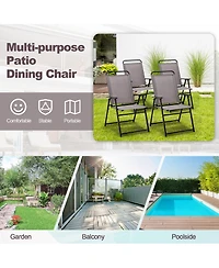 Slickblue Outdoor Folding Sling Chairs Set of 4 with Armrest and Backrest