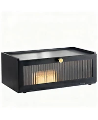 Yigii Bamboo Bread Box Kitchen Counter Storage Container with Window Large Capacity