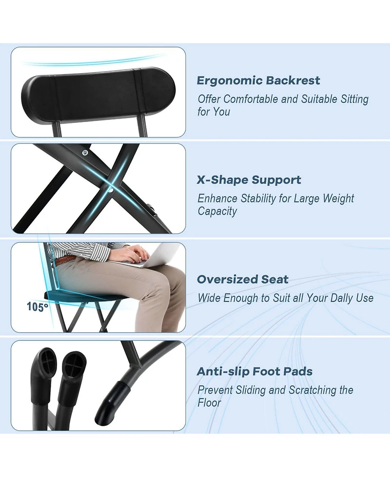 Slickblue 2 Pieces Outdoor Folding Chair Set with Sturdy Frame and Ergonomic Backrest