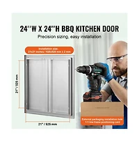 Sugift Bbq Access Door 24W x 24H in Double Flush Mount Stainless Outdoor