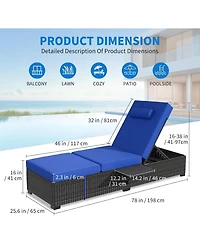 gaomon Set of 2 Adjustable Chaise Lounge Chairs with Foldable Side Table