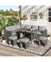Aecojoy 7 Pieces Outdoor Wicker Rattan Furniture Set