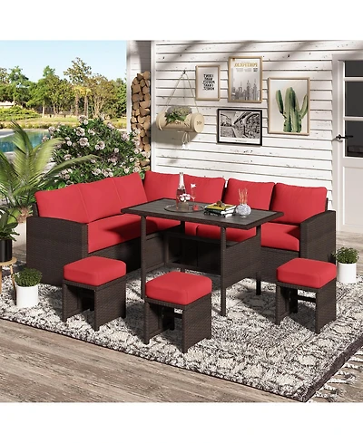 Aecojoy 7 Pieces Outdoor Wicker Rattan Furniture Set