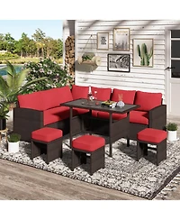 Aecojoy 7 Pieces Outdoor Wicker Rattan Furniture Set