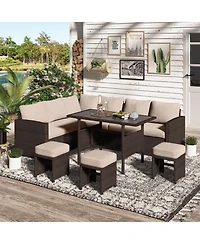 Aecojoy 7 Pieces Outdoor Wicker Rattan Furniture Set