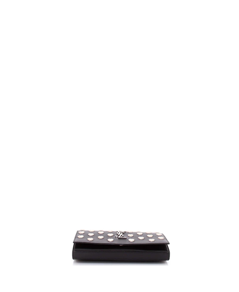 Pre-Owned Saint Laurent Classic Monogram Wallet on Chain Studded Leather