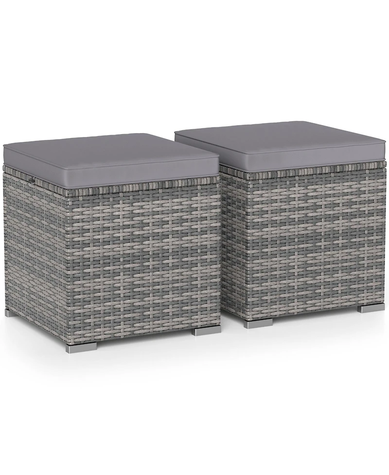 Sugift 2 Pieces Patio Ottoman with Hidden Storage Space