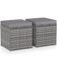 Sugift 2 Pieces Patio Ottoman with Hidden Storage Space