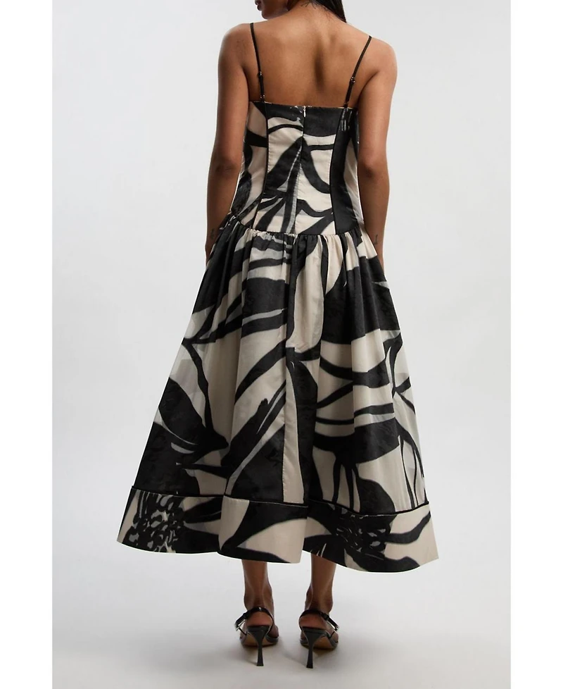 Karen Millen Women's Floral Jacquard Maxi Prom Dress