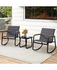 Sugift 3 Piece Outdoor Rocking Bistro Set with Porch Rocker Chairs