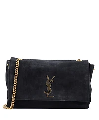 Pre-Owned Saint Laurent Medium Classic Monogram Reversible Shoulder Bag Embossed Nubuck and Suede