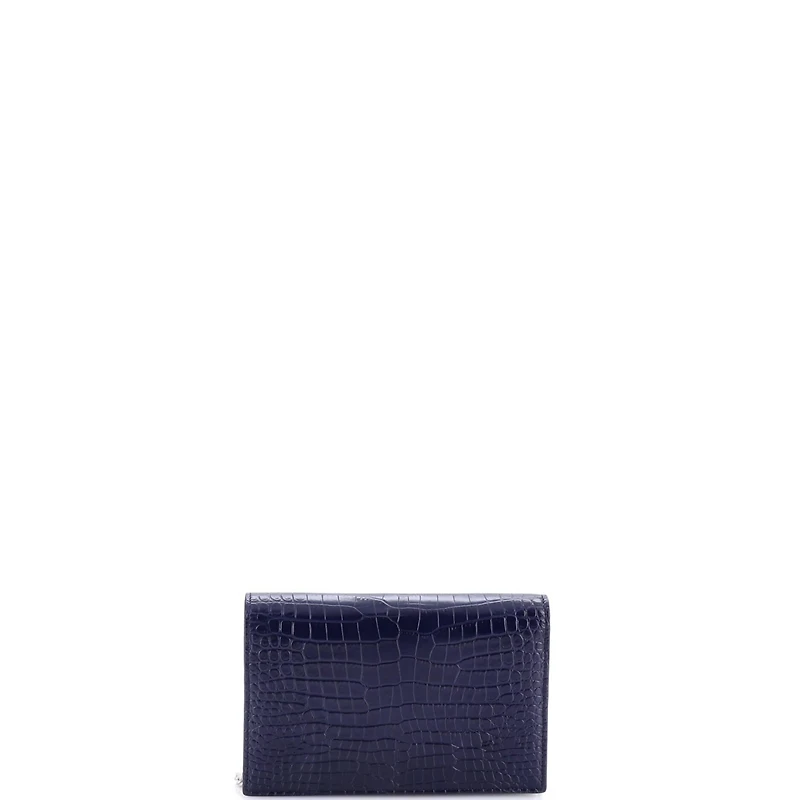 Pre-Owned Saint Laurent Classic Monogram Tassel Chain Wallet Embossed Leather