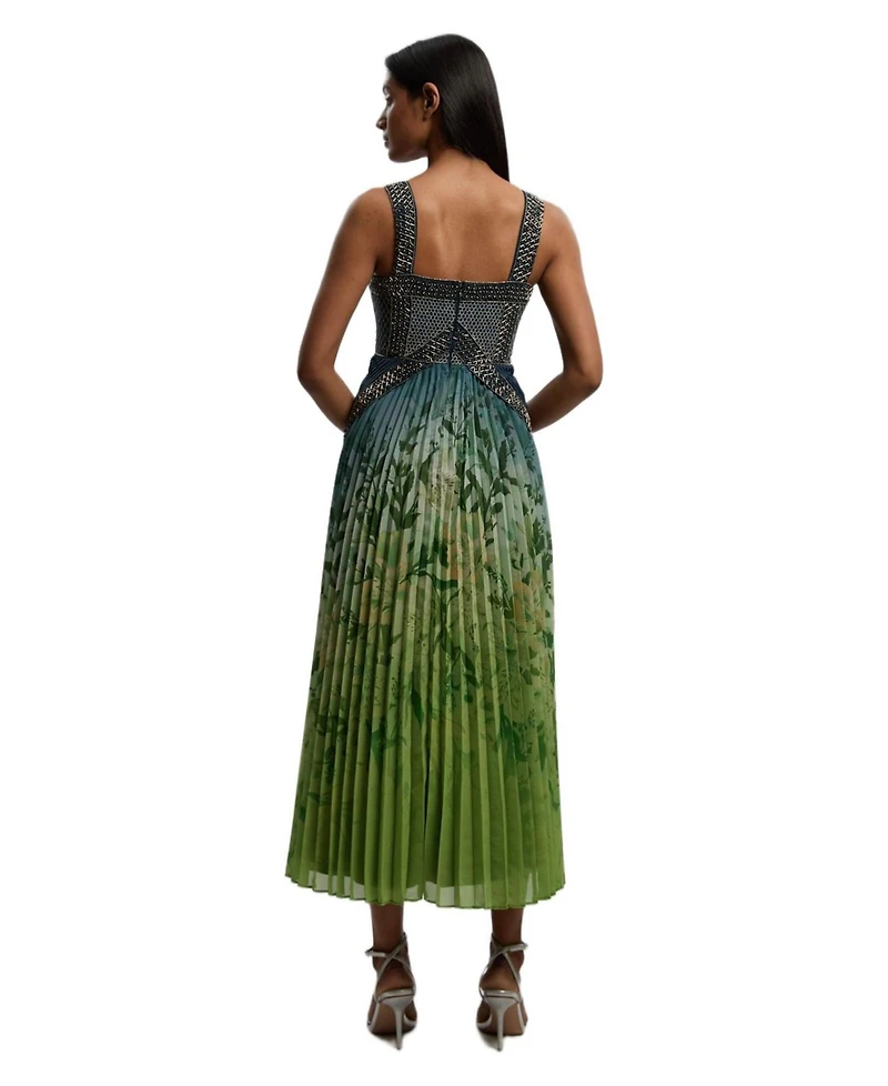 Karen Millen Women's Embellished Pleated Maxi Dress