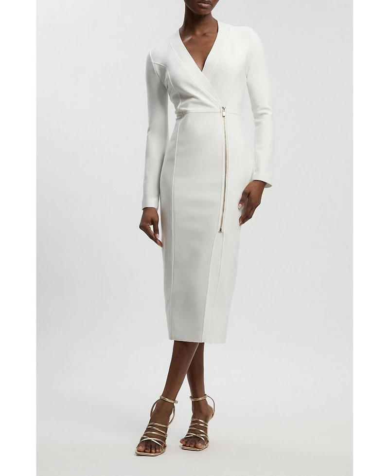 Karen Millen Women's Bandage Zip Detail Midi Dress