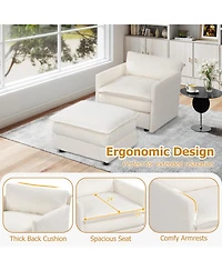 Slickblue Large Accent Chair with Ottoman, Soft Corduroy Upholstery and Deep Cushion Comfort