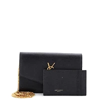 Pre-Owned Saint Laurent Uptown Chain Wallet Leather