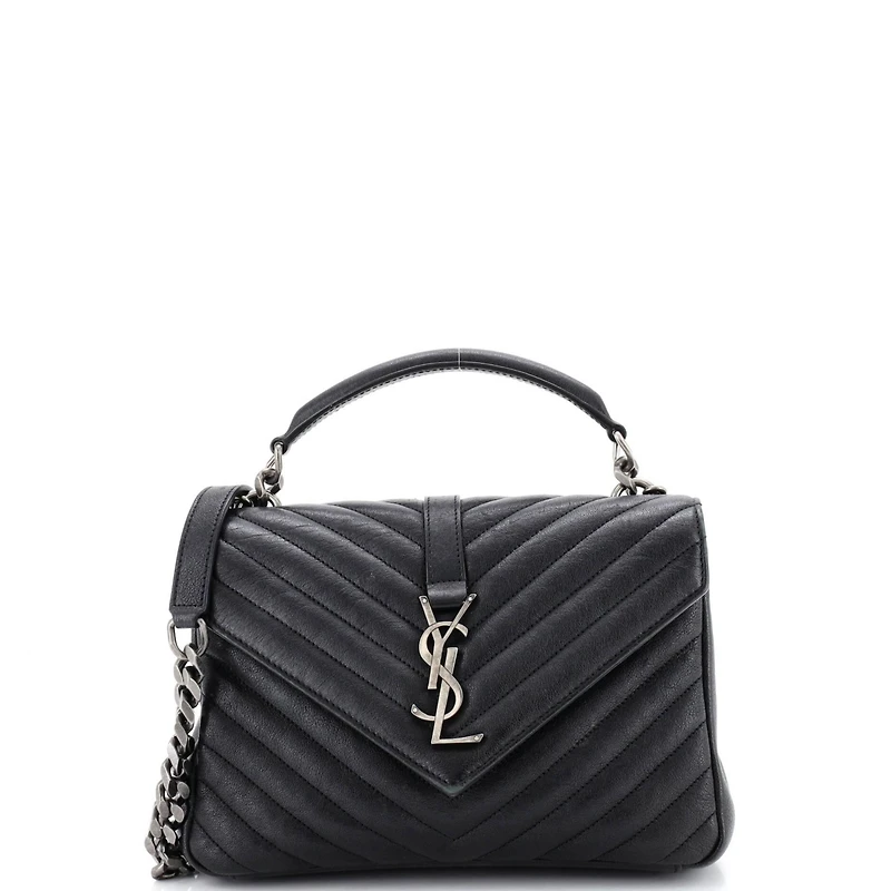 Pre-Owned Saint Laurent Medium Classic Monogram College Bag Matelasse Chevron Leather