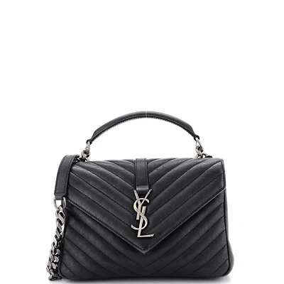 Pre-Owned Saint Laurent Medium Classic Monogram College Bag Matelasse Chevron Leather