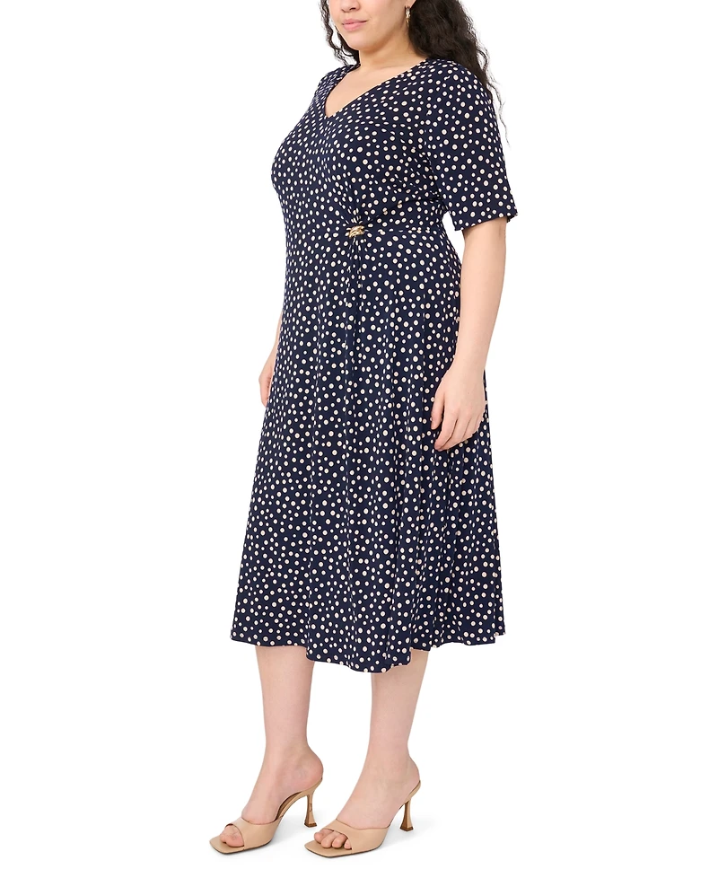 Msk Plus V-Neck Hardware Detail Midi Dress