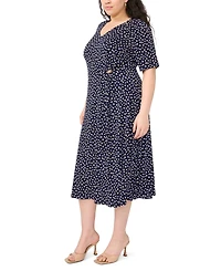Msk Plus V-Neck Hardware Detail Midi Dress