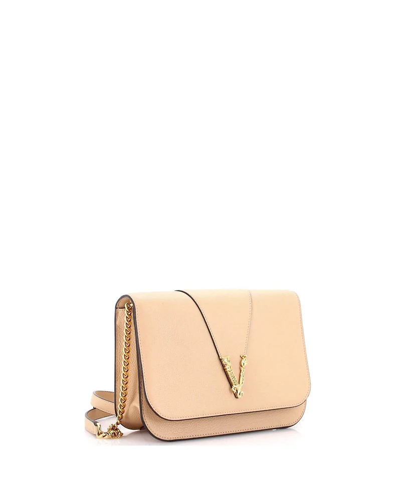 Pre-Owned Versace Medium Virtus Chain Flap Shoulder Bag Leather