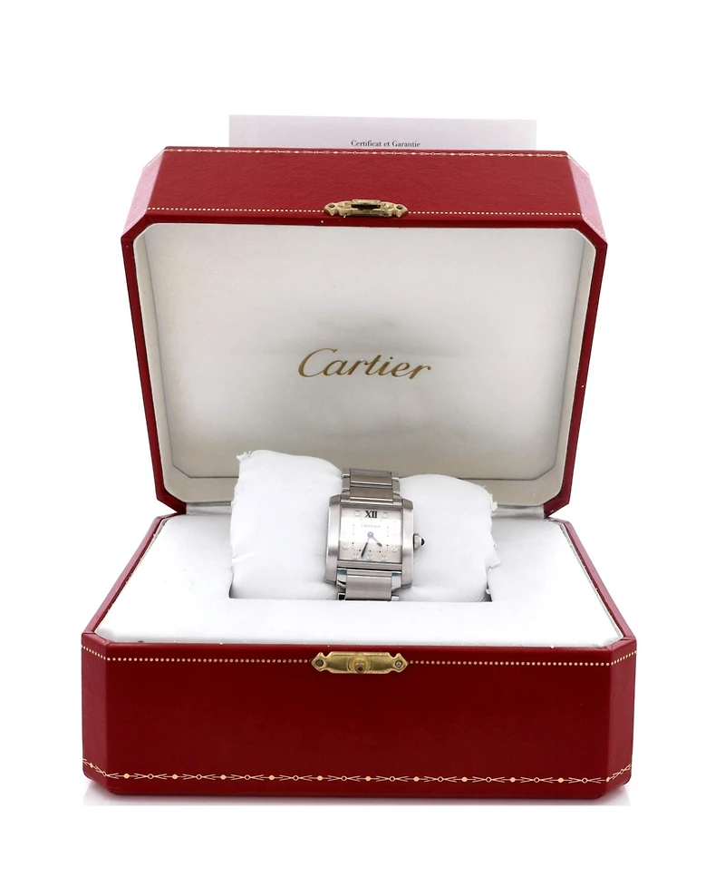 Pre-Owned Cartier Tank Francaise Quartz Watch in Stainless Steel with Diamond Markers 25mm