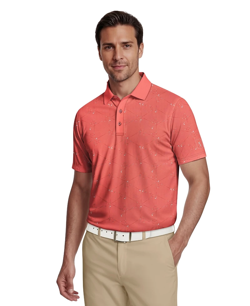 Pga Tour Men's Novelty Print Short-Sleeve Polo Shirt