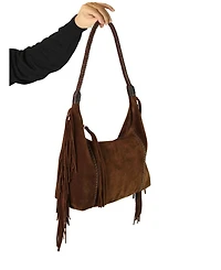 Carlos Falchi Fringe Suede Hobo Bag