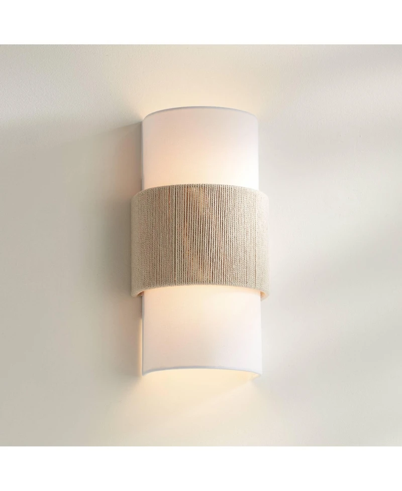 360 Lighting Cabo 14 1/2" Linen and Rope 2-Light Wall Sconce Set of 2