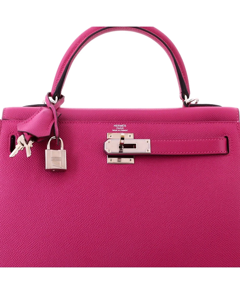 Pre-Owned HERMES Kelly 28 Handbag Pink Epsom with Palladium Hardware