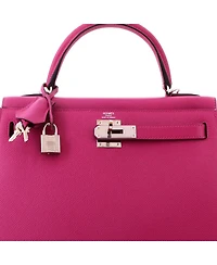 Pre-Owned HERMES Kelly 28 Handbag Pink Epsom with Palladium Hardware