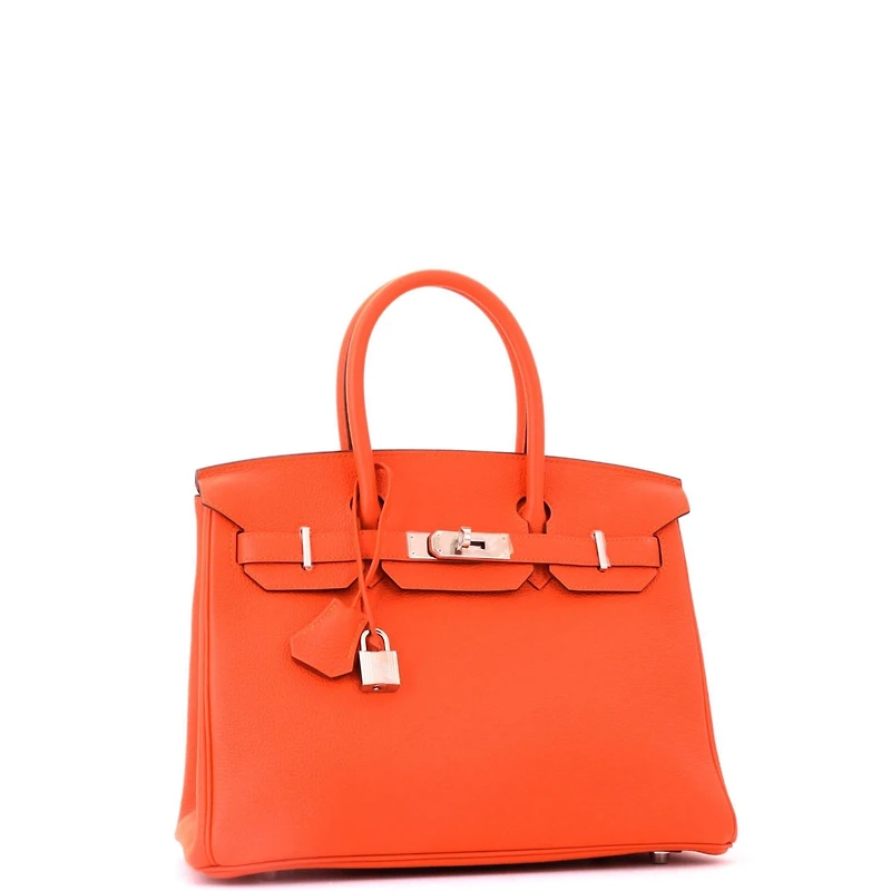 Pre-Owned HERMES Birkin 30 Handbag Orange Togo with Palladium Hardware