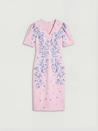 Coast Women's Puff Sleeve Floral Cotton Pencil Dress
