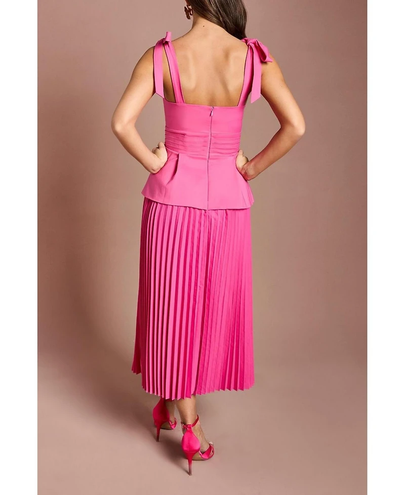 Coast Women's Bow Shoulder Peplum Midi Dress